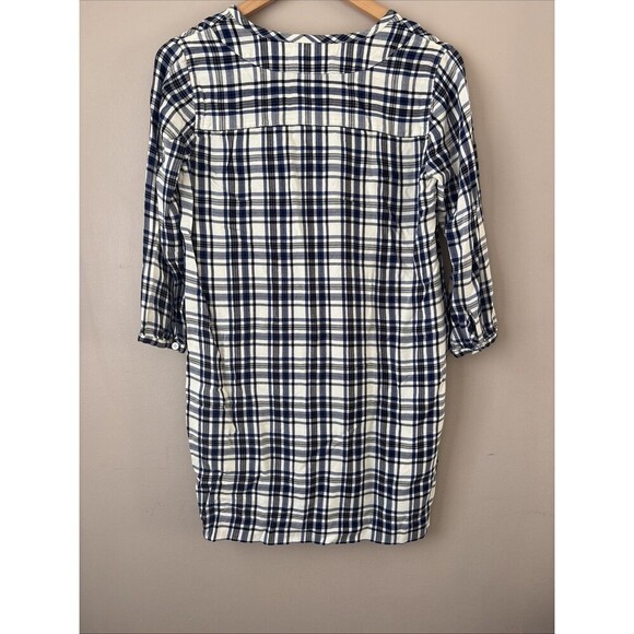 Madewell Women’s Plaid Flannel Shirt Dress Black Blue White Size XS Long Sleeve - Picture 6 of 8